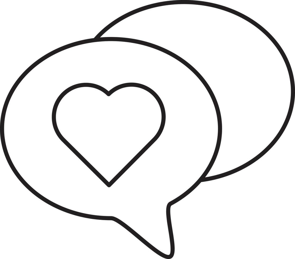 l'amour message bulles icône ou symbole dans linéaire style. vecteur
