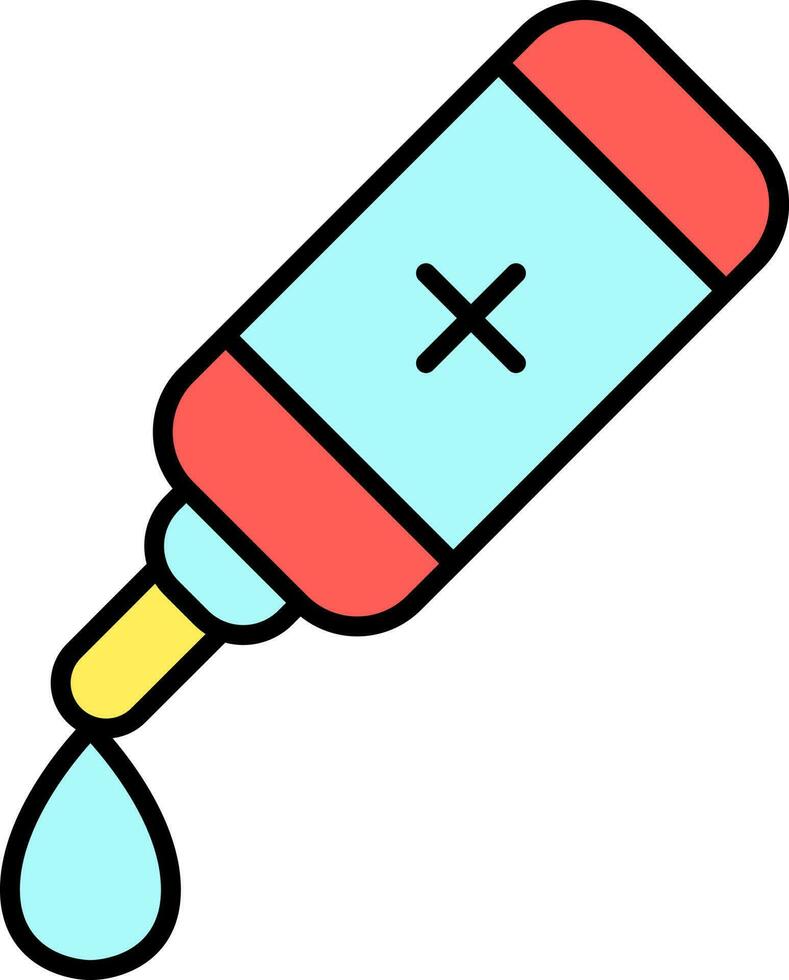 antibactérien liquide bouteille bleu et rouge icône. vecteur