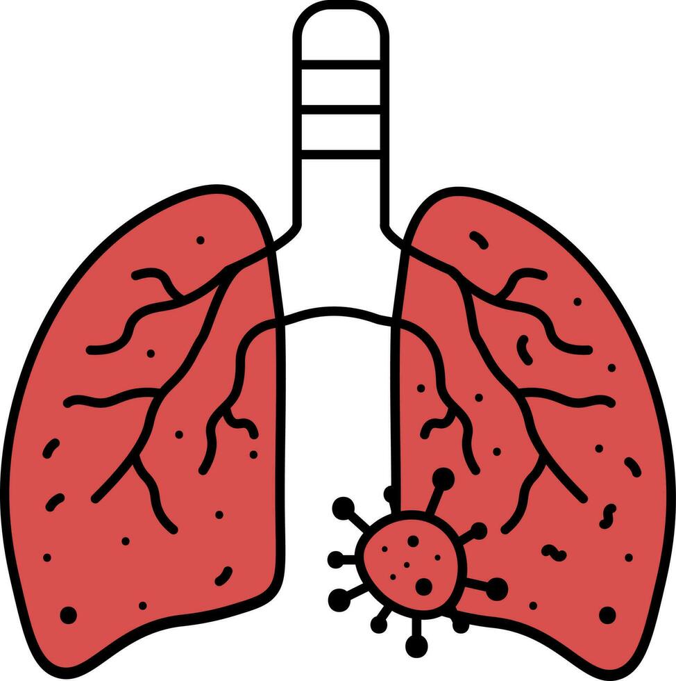 virus infecté poumons rouge et blanc icône. vecteur