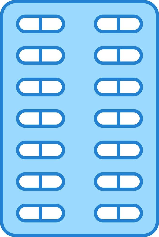 capsule ou tablette paquet blanc et bleu icône. vecteur