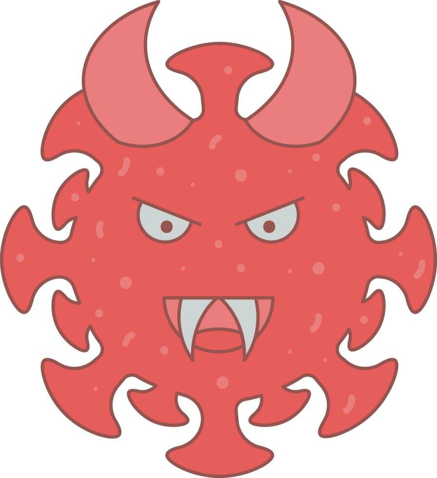 cornu virus mal visage rouge icône ou symbole. vecteur