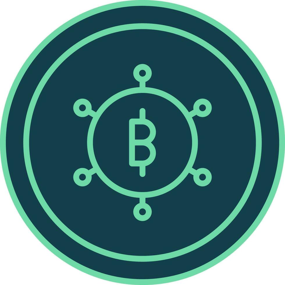bitcoin chaîne ou la mise en réseau symbole cercle icône dans vert couleur. vecteur