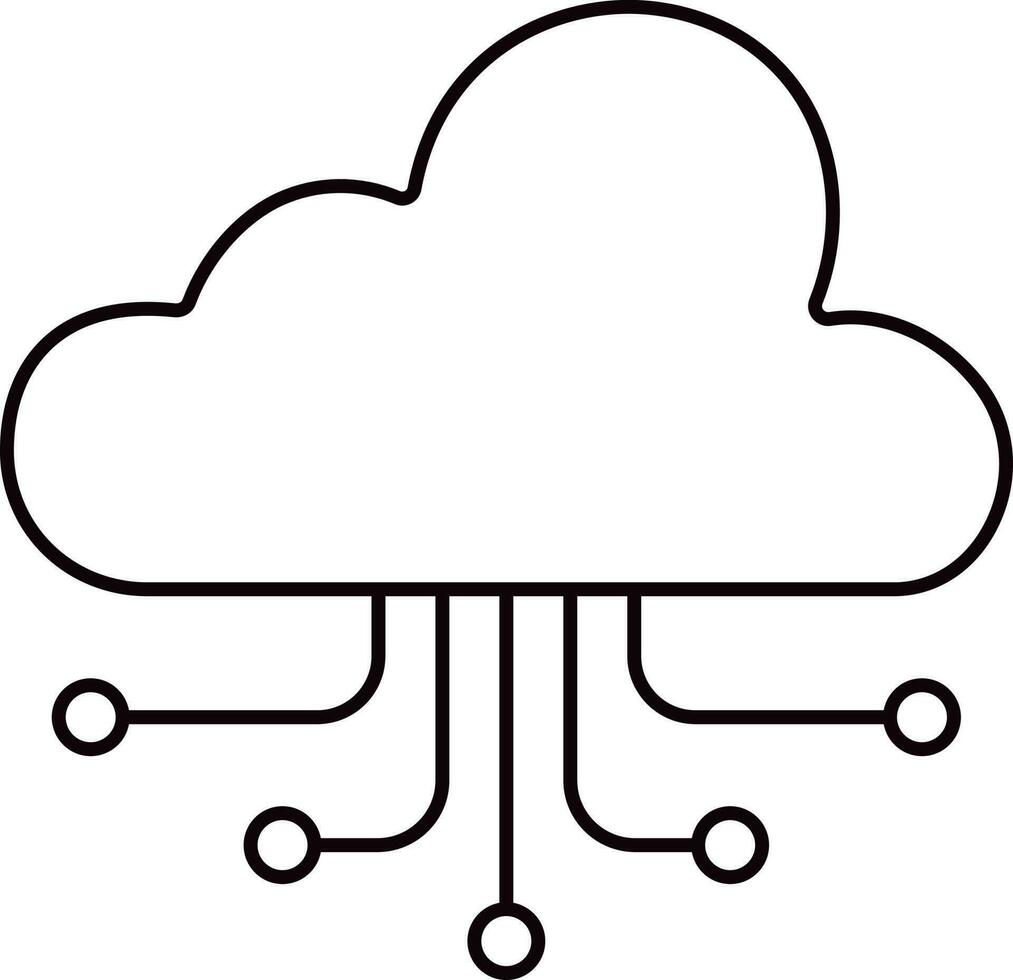 ligne art illustration de nuage l'informatique icône. vecteur