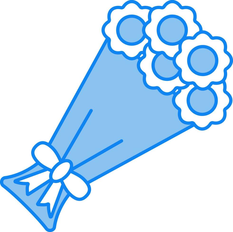 fleur bouquet icône dans bleu et blanc couleur. vecteur