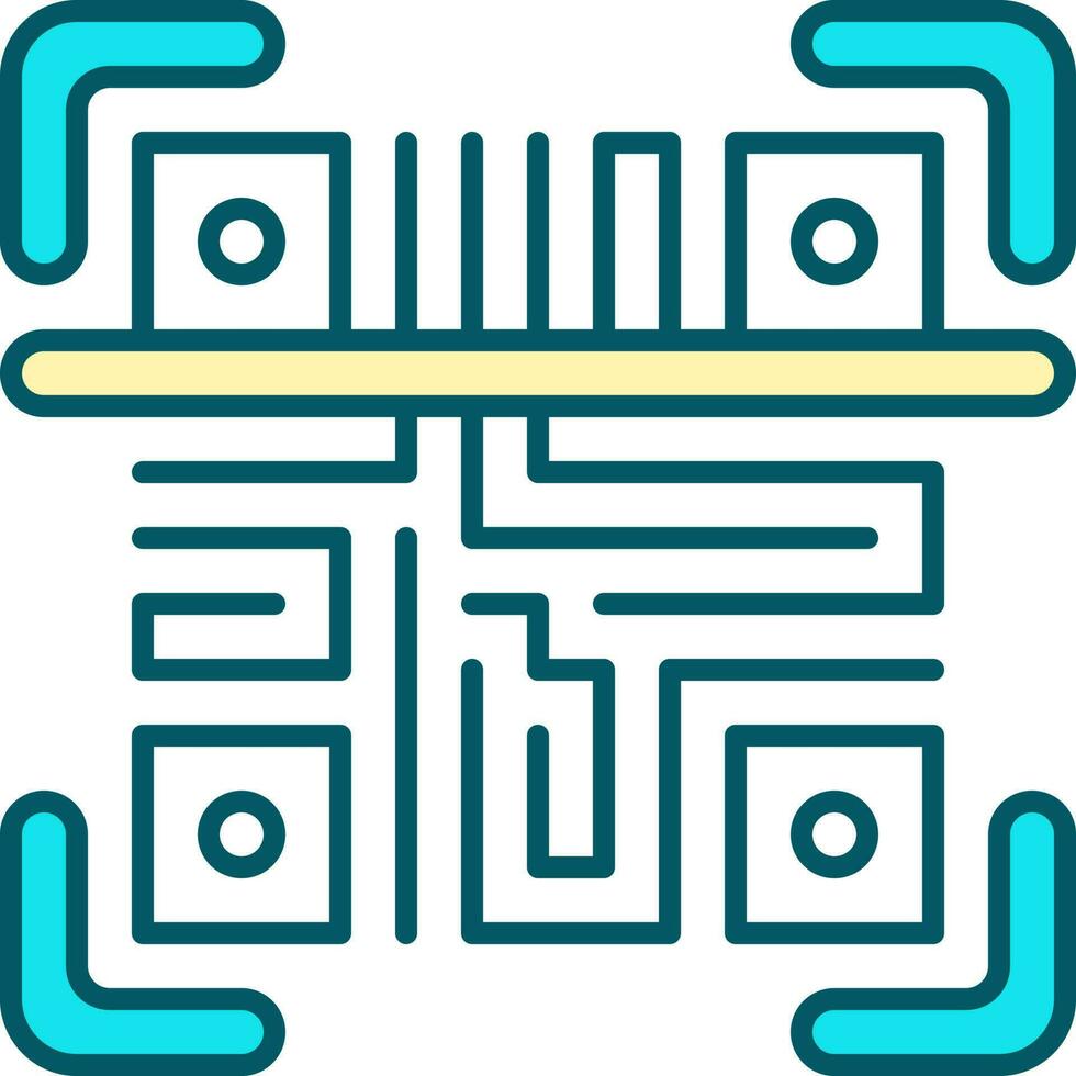 analyse qr code icône dans turquoise et Jaune couleur. vecteur