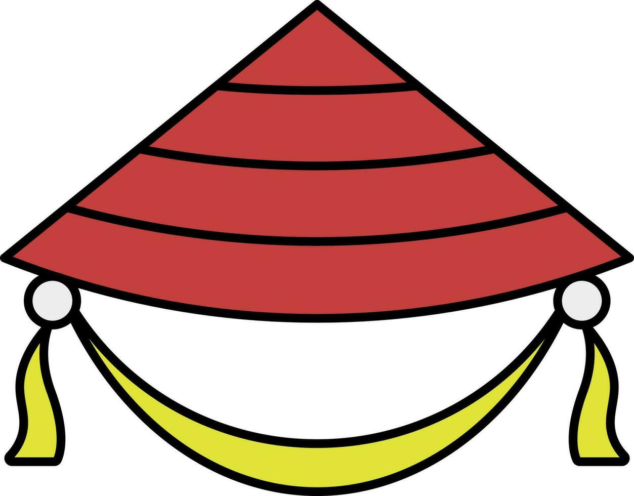 rouge et Jaune conique chapeau icône ou symbole. vecteur
