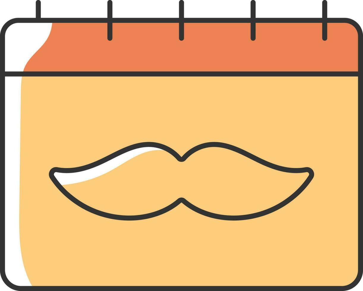 moustache symbole calendrier rouge et Jaune icône. vecteur