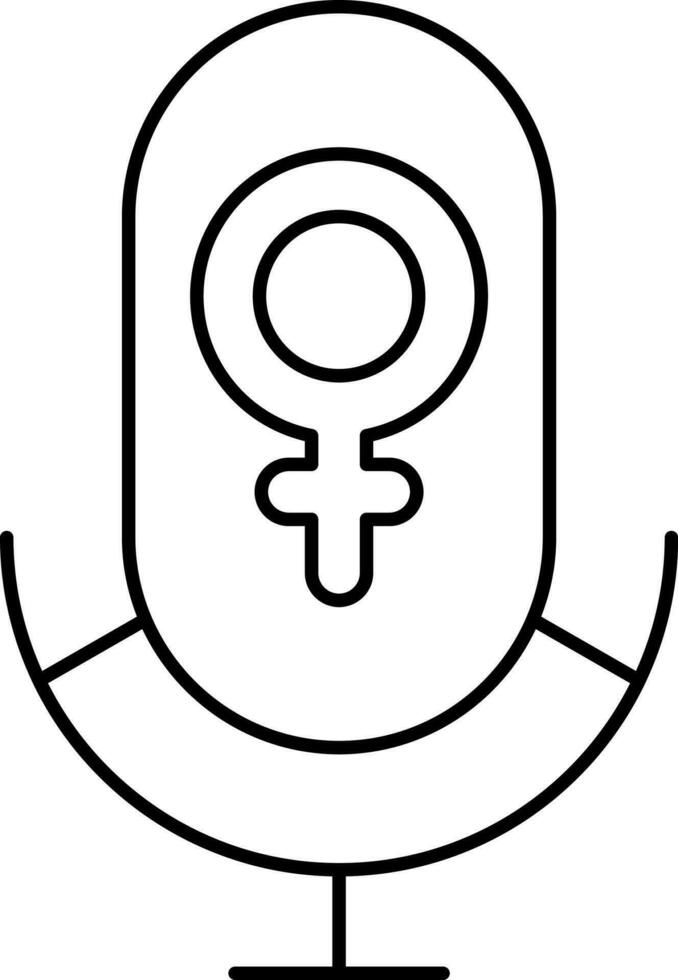 femelle le sexe symbole à l'intérieur microphone icône dans ligne art. vecteur