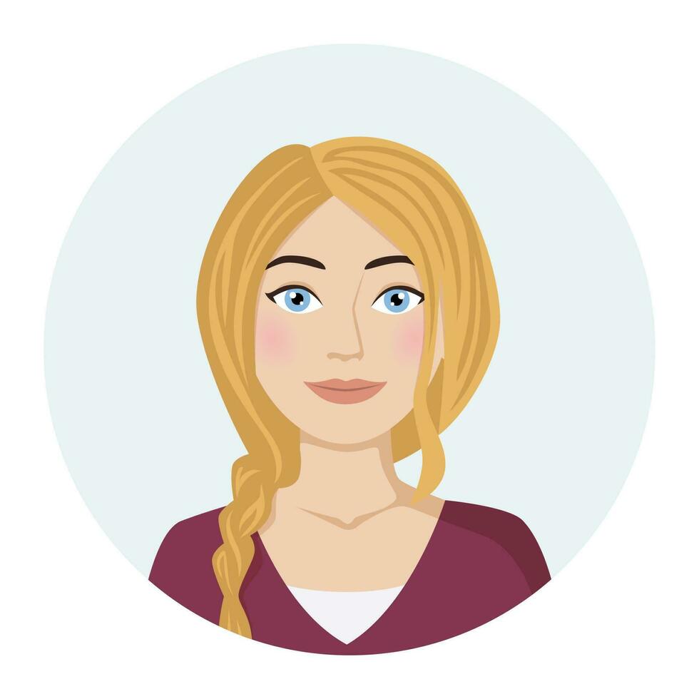 femelle avatar, blond femme portrait. vecteur illustration de une femelle personnage dans une moderne Couleur style