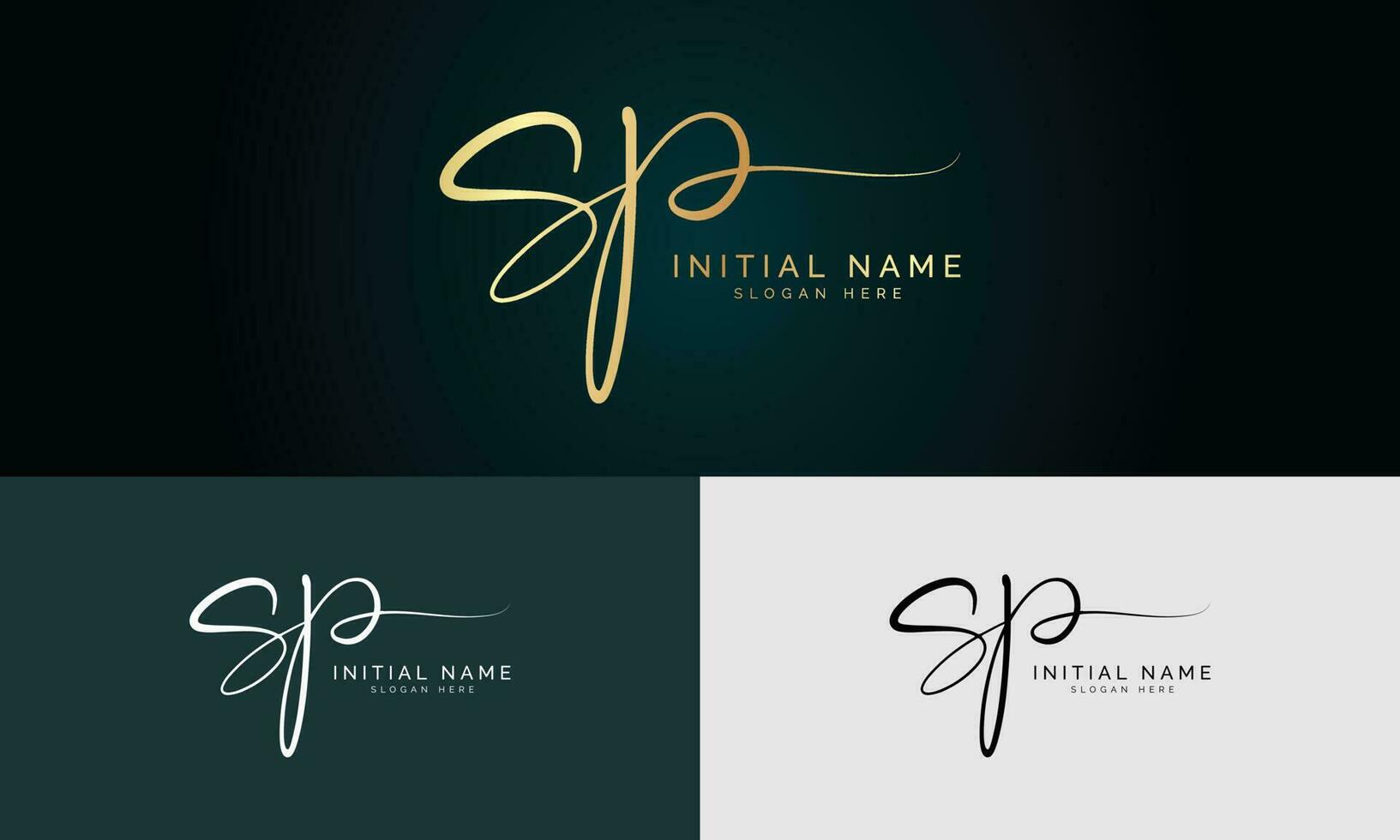 sp écriture initiale et création de logo de signature avec cercle. beau design logo manuscrit pour la mode, l'équipe, le mariage, le logo de luxe. vecteur