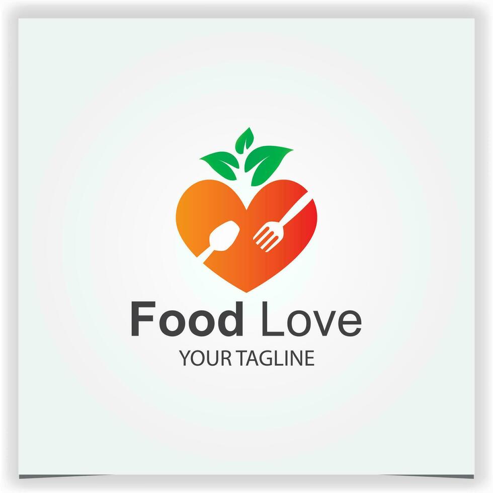 vecteur fourchette et cuillère avec l'amour forme logo icône conception pour restaurant logo modèle