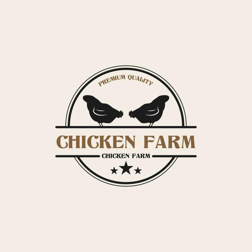 Créatif ancien poulet ferme logo conception concept illustration idée vecteur