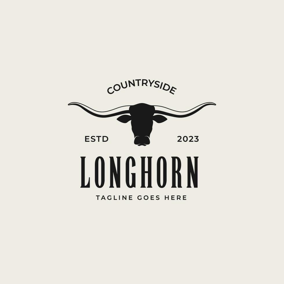 Créatif ancien Texas longhorn pays occidental logo conception concept illustration idée vecteur