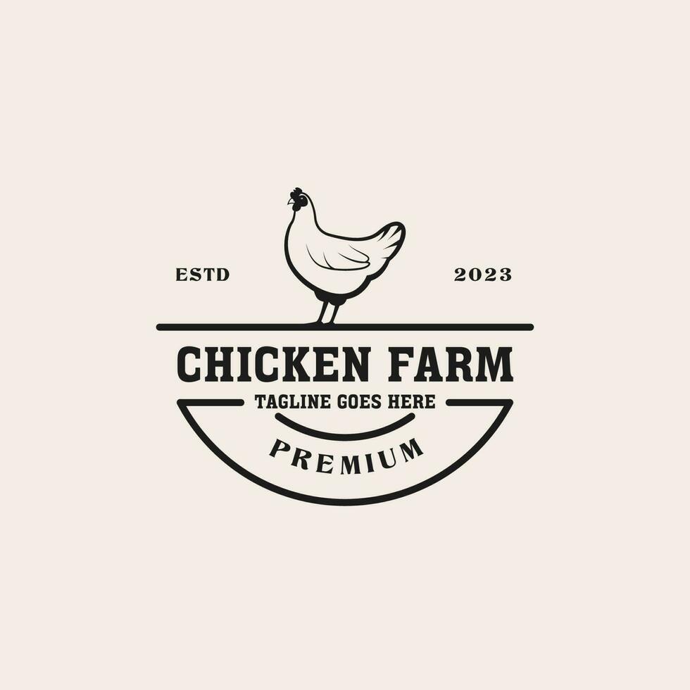 Créatif ancien poulet ferme logo conception concept illustration idée vecteur