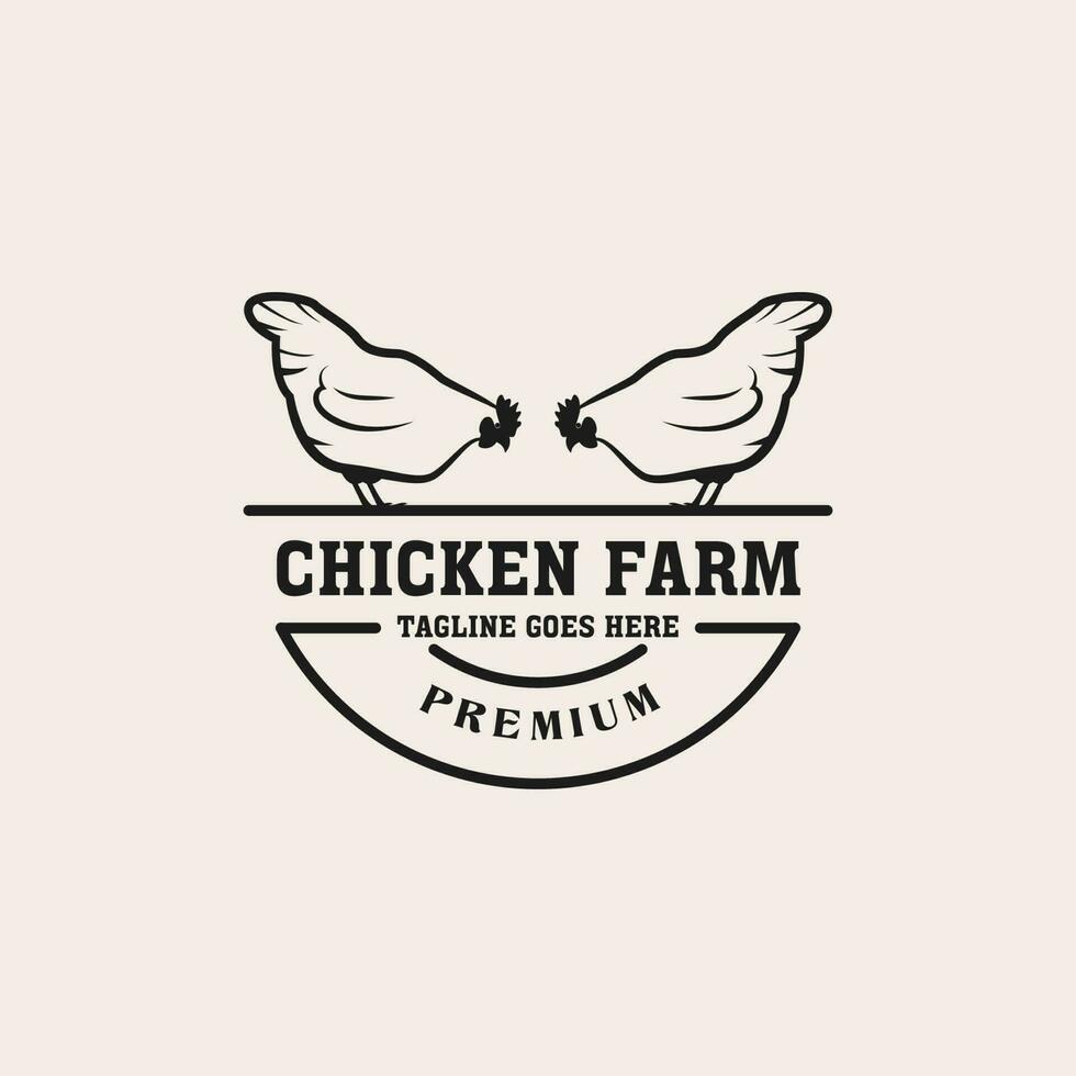 Créatif ancien poulet ferme logo conception concept illustration idée vecteur