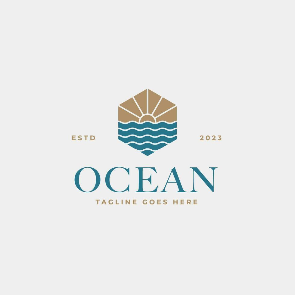 Créatif minimaliste plage océan badge logo conception concept vecteur illustration idée
