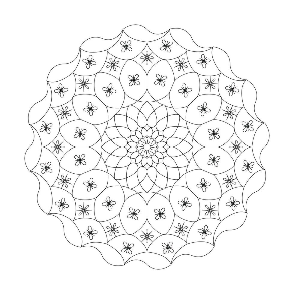 circulaire modèle fleur de mandala conception avec main dessiné. unique conception avec pétale fleur. vecteur mandala floral motifs avec noir et blanc Contexte.