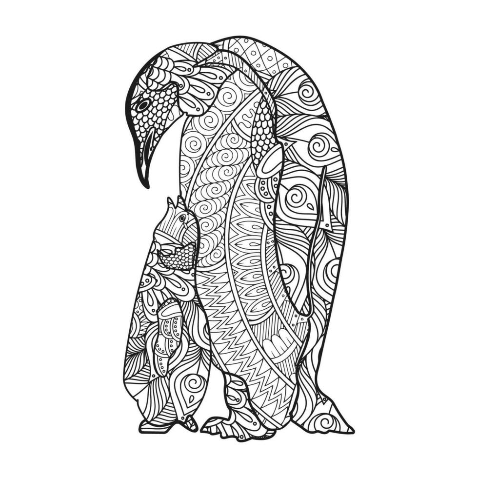 manchot mandala coloration vecteur illustration des gamins et adultes conception