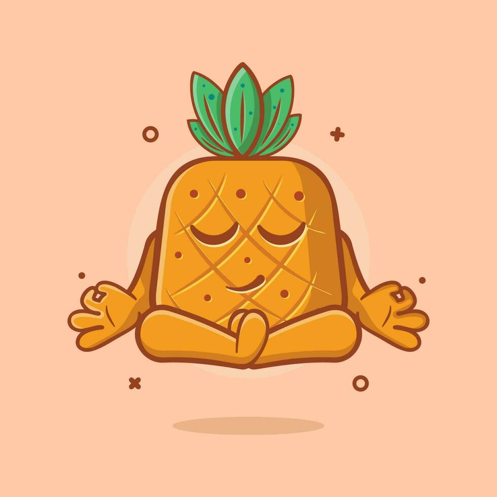 calme ananas fruit personnage avec yoga méditation pose isolé dessin animé dans plat style conception vecteur