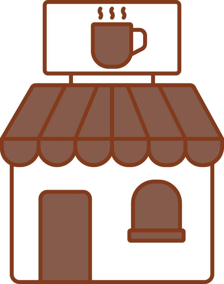 café magasin icône dans marron et blanc couleur. vecteur