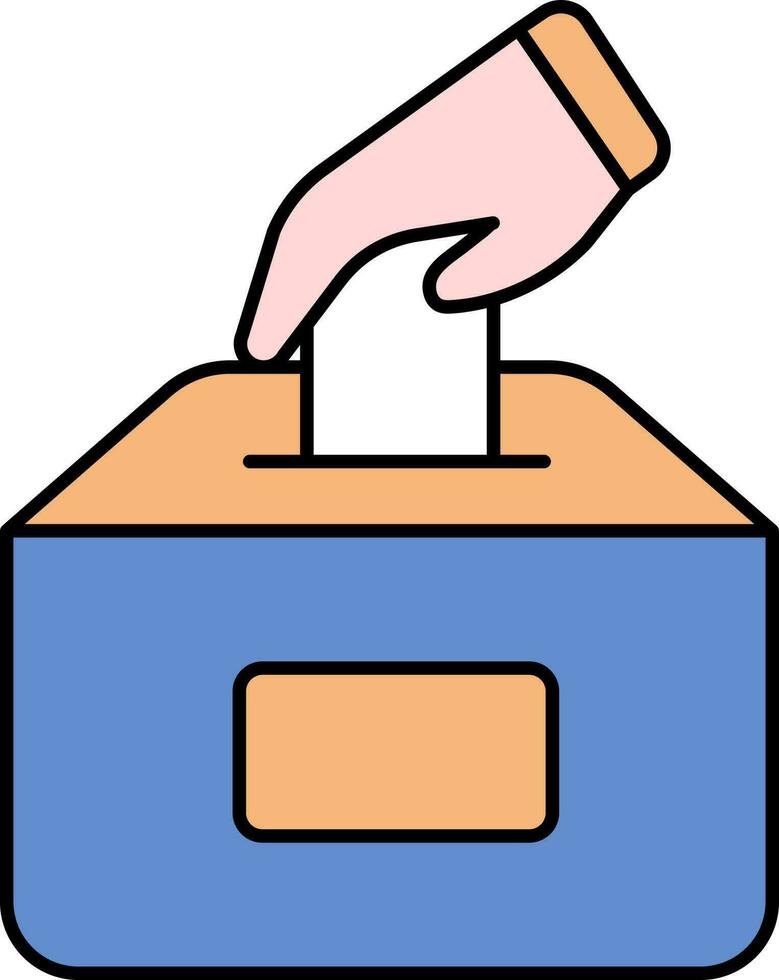 main en portant Remarque dans vote boîte coloré icône. vecteur