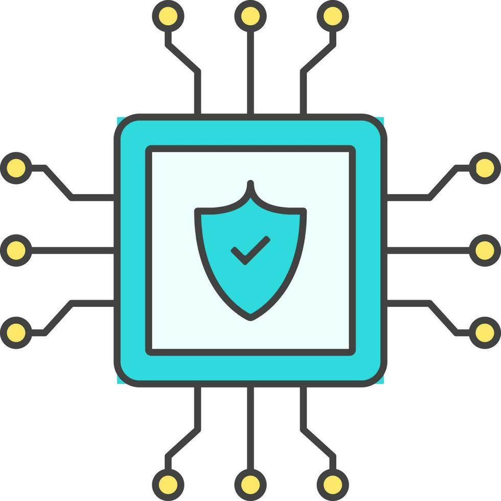 Sécurité puce icône ou symbole dans cyan et Jaune couleur. vecteur