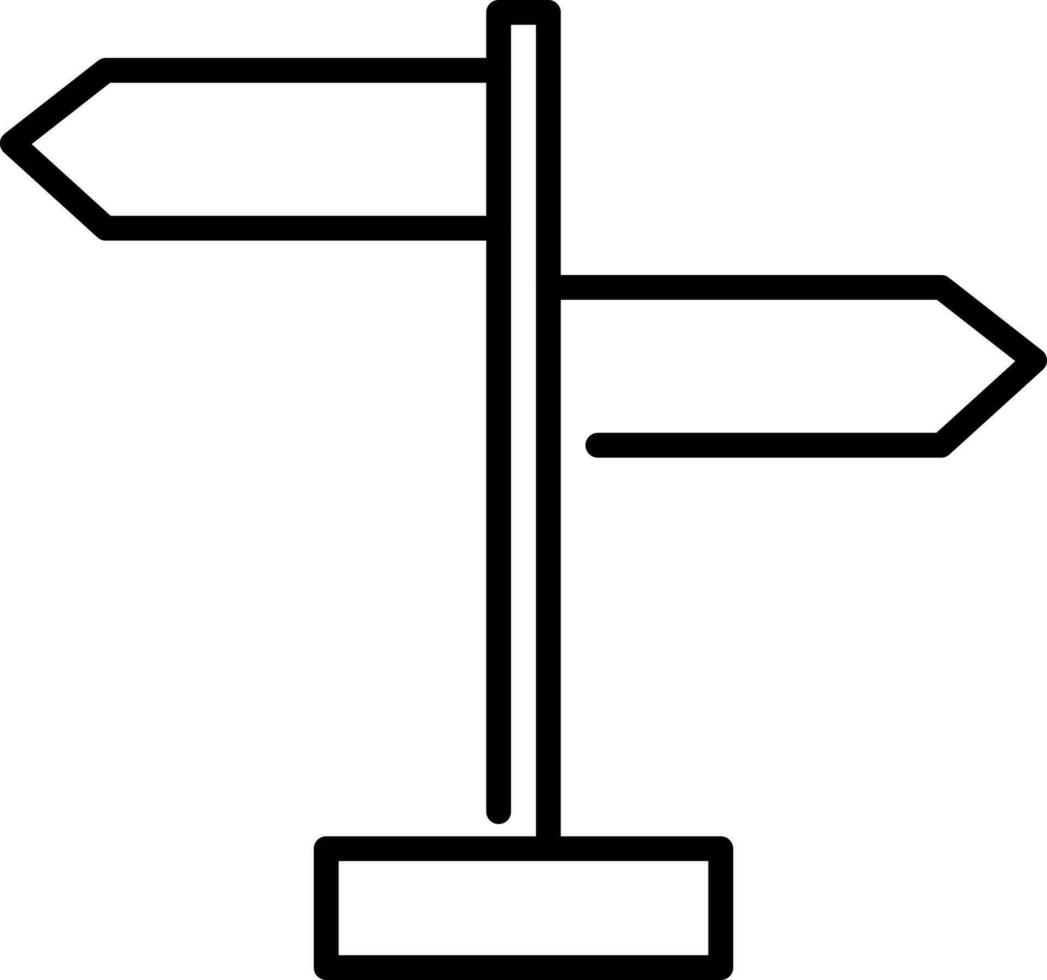 double direction signe planche icône dans noir contour. vecteur