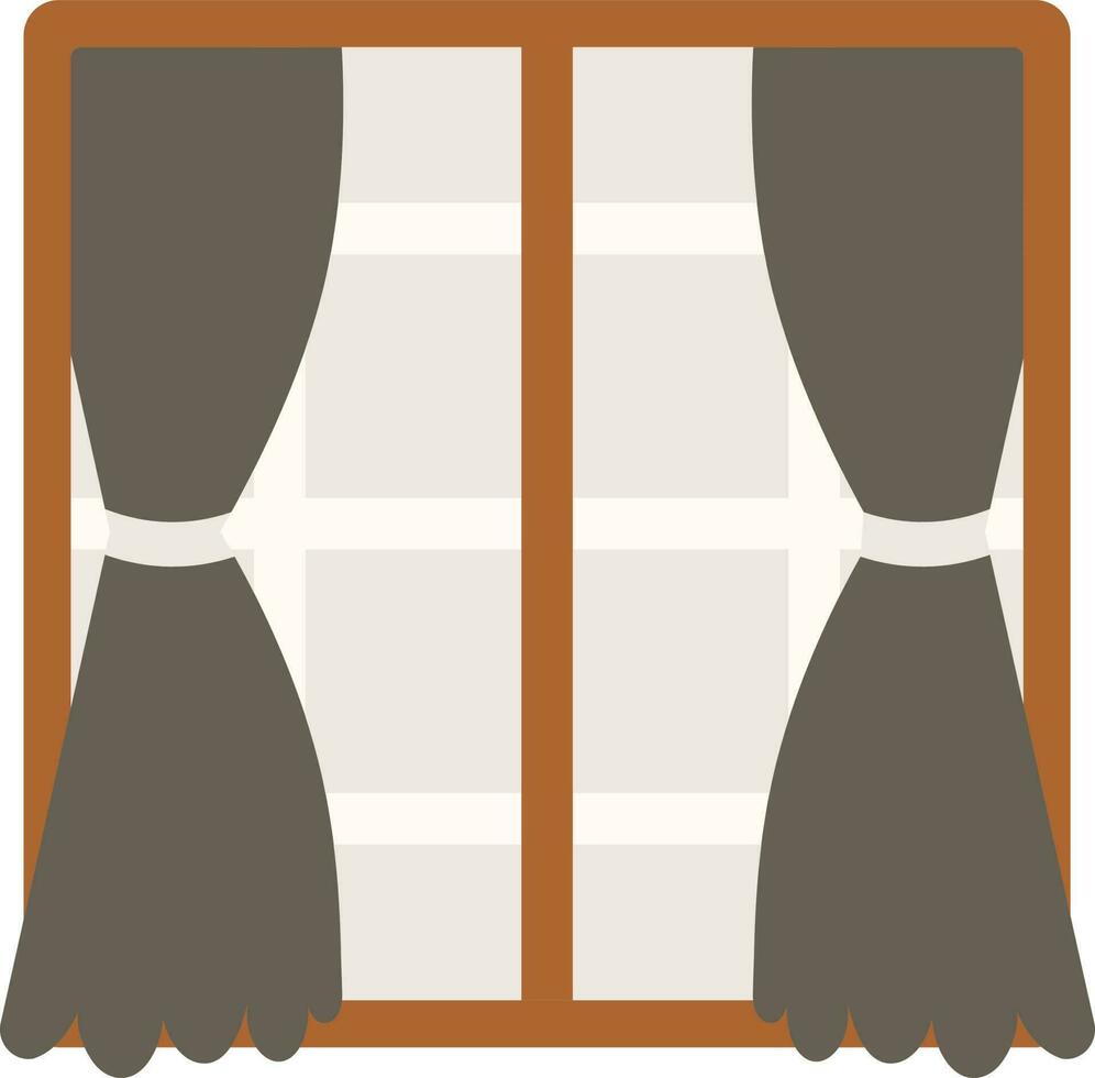 fenêtre avec rideaux icône dans gris et marron couleur. vecteur