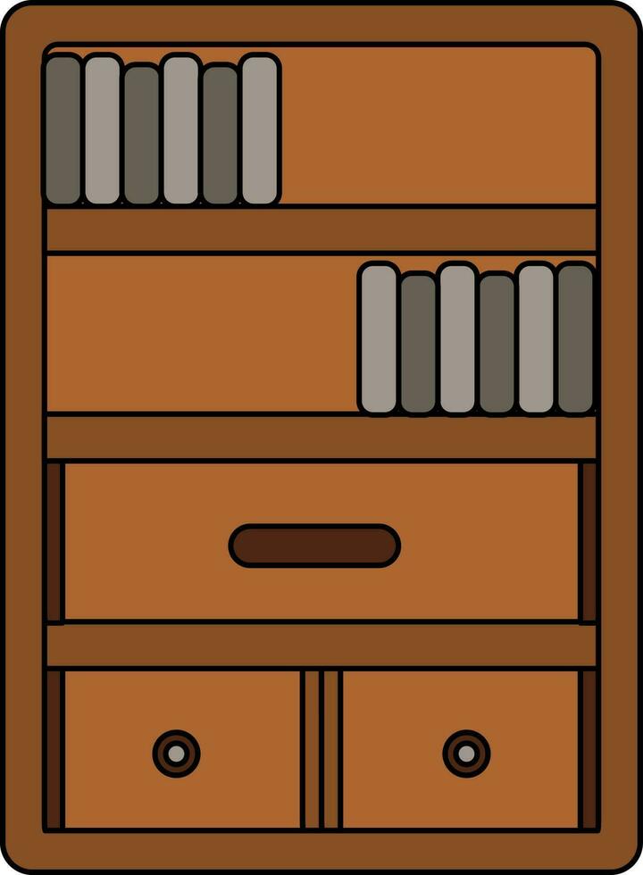 illustration de étagère à livres icône dans gris et marron couleur. vecteur