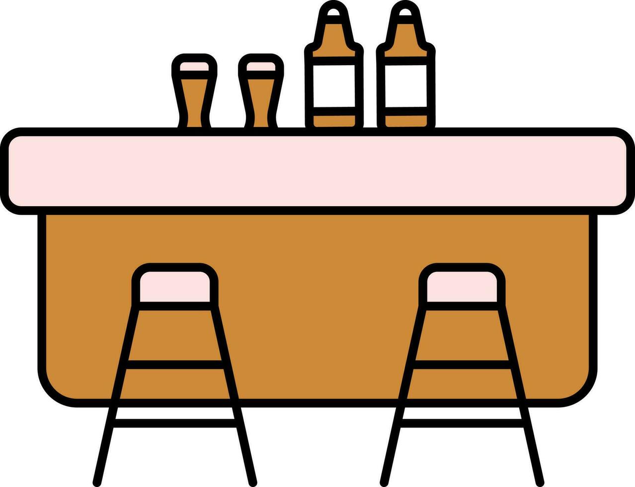 vecteur illustration de boisson bouteille avec cocktail verre sur compteur avec des places.