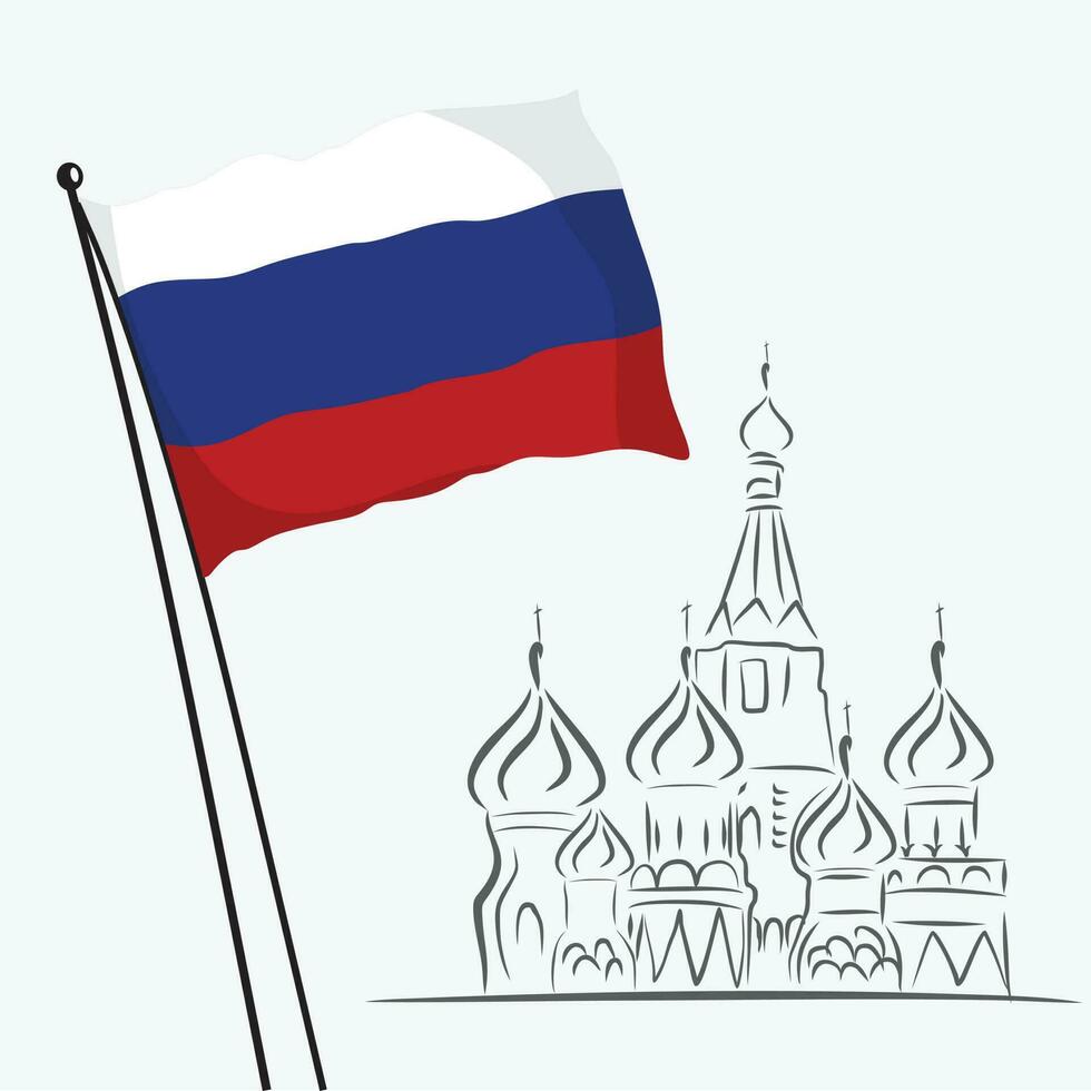 Moscou vecteur avec une drapeau de Russie vecteur vecteur illustration modèle bannière Russie nationale journée indépendance journée