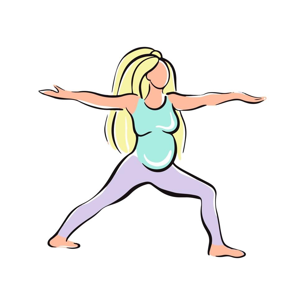 fille enceinte faisant du yoga pour les femmes enceintes. fitness, sports pour femmes enceintes. illustration vectorielle vecteur