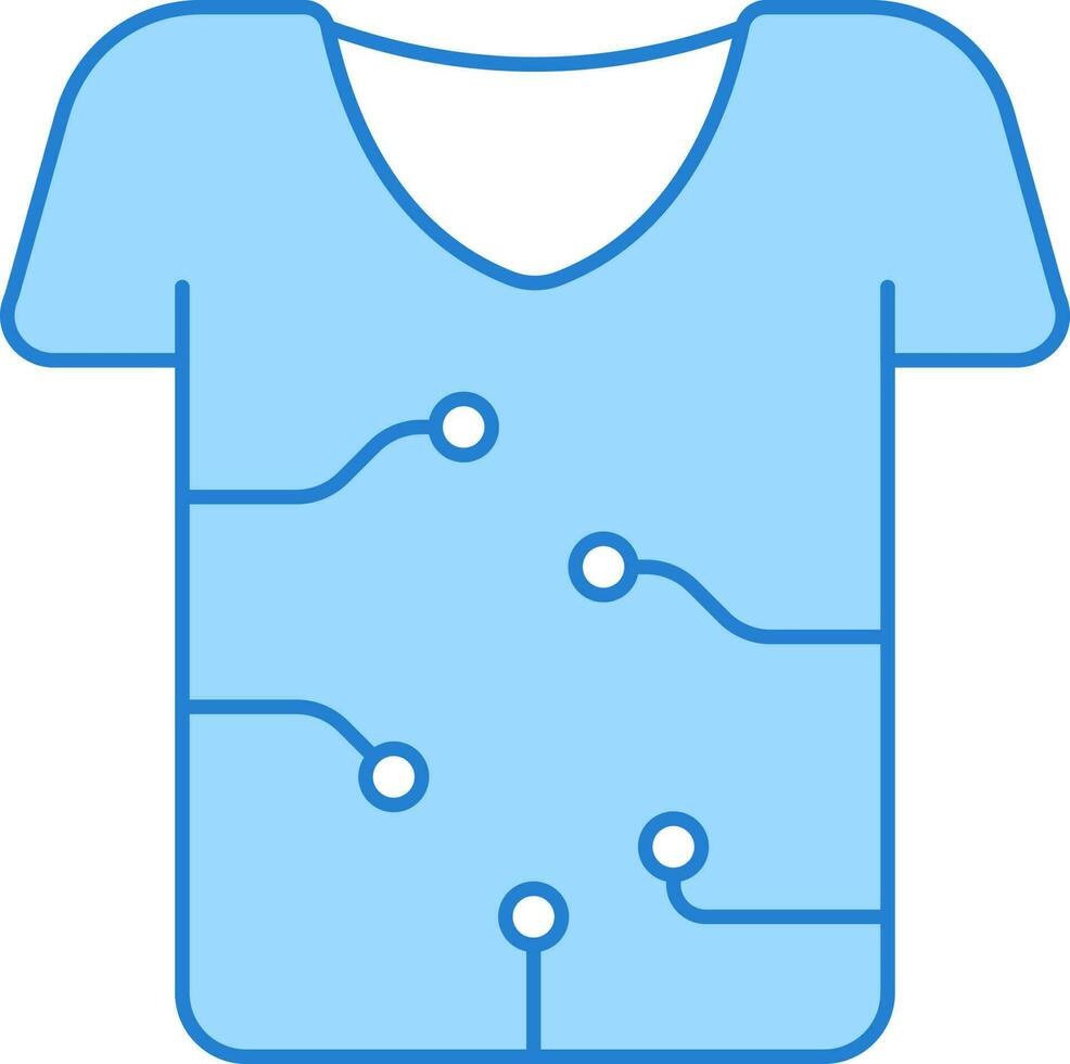 bleu haptique tissu de T-shirt plat icône. vecteur