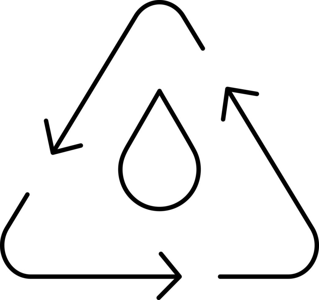 l'eau recyclage icône ou symbole dans mince ligne art. vecteur
