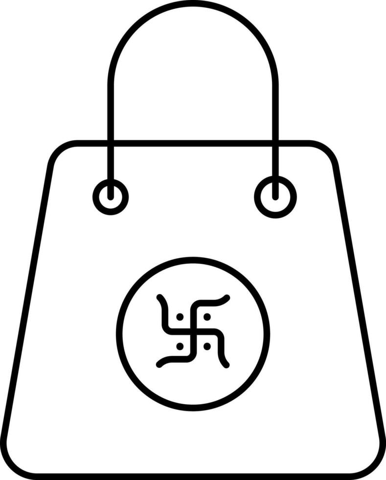 isolé diwali achats sac avec svastika icône dans ligne art. vecteur