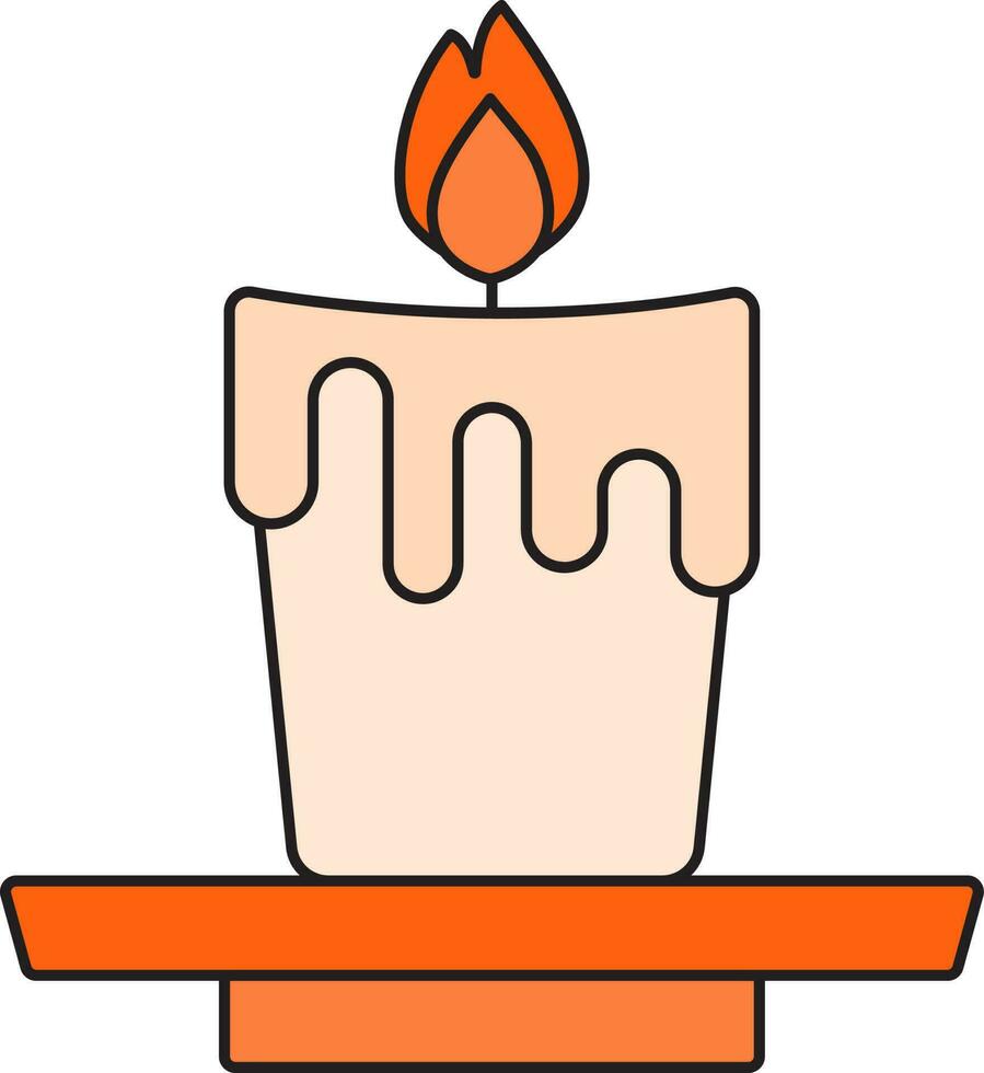 illuminé bougie sur assiette icône dans Orange couleur. vecteur