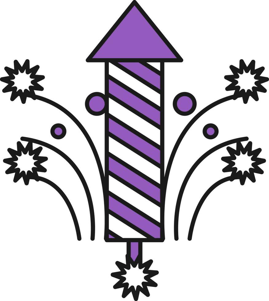 feux d'artifice fusée icône dans violet et blanc couleur. vecteur