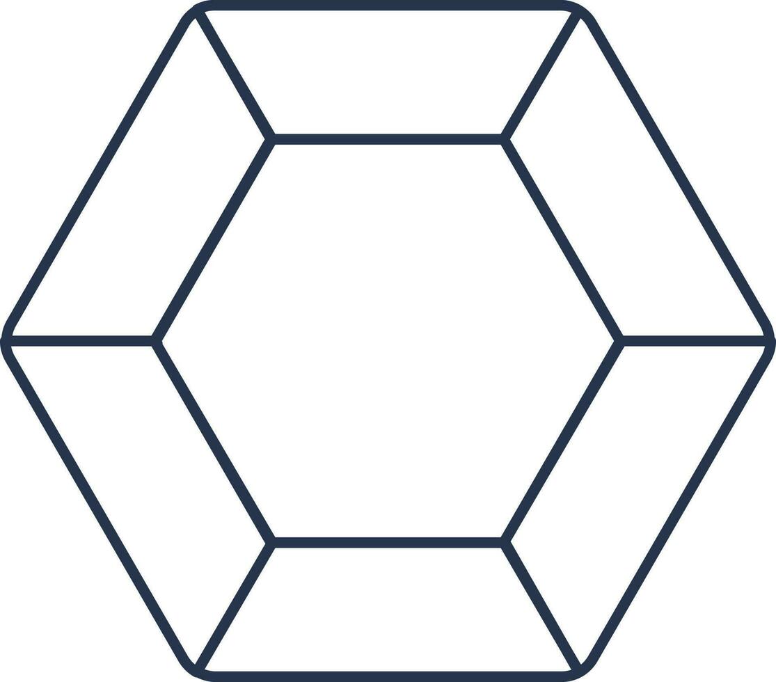 hexagone diamant icône dans bleu ligne art. vecteur