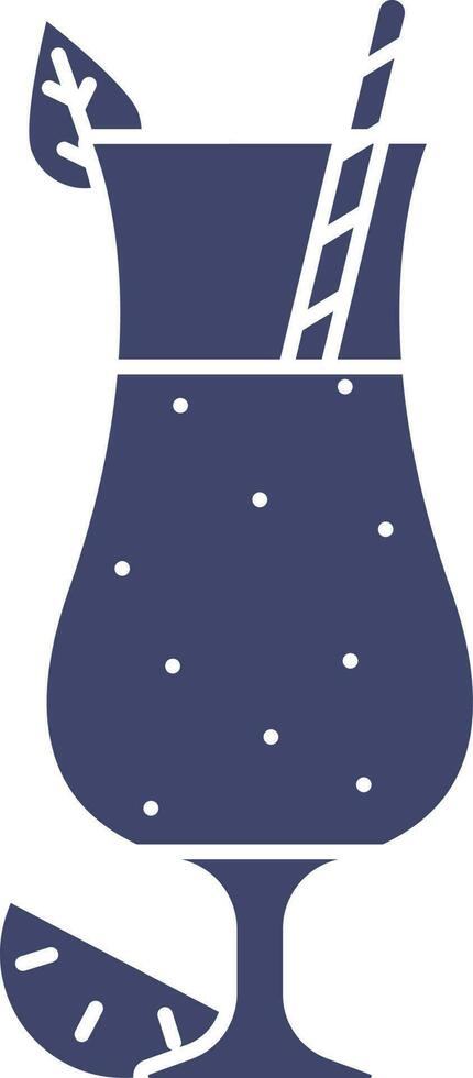 illustration de bleu Couleur boisson verre avec paille icône. vecteur