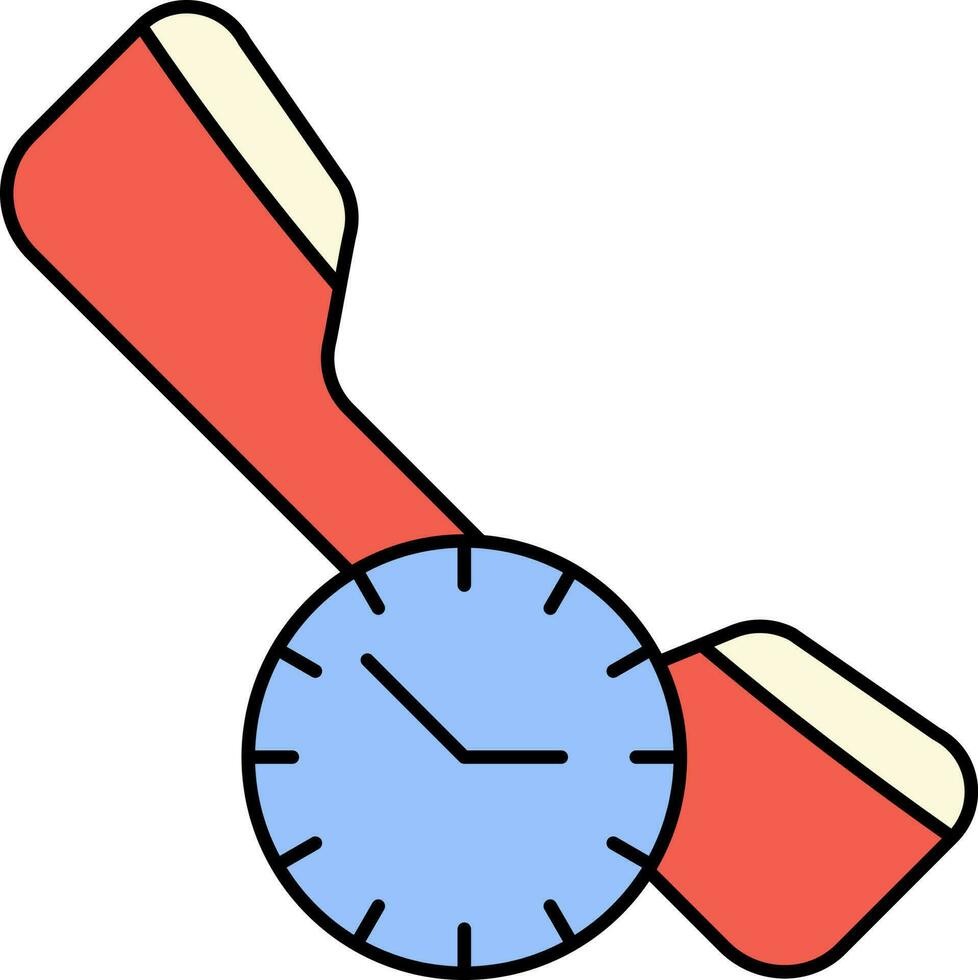 rouge et bleu appel temps icône ou symbole. vecteur