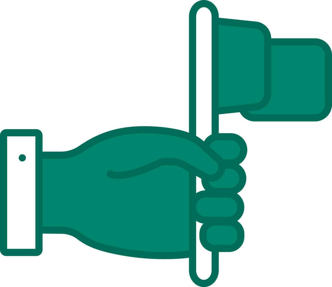 illustration de main en portant drapeau icône vert et blanc couleur. vecteur
