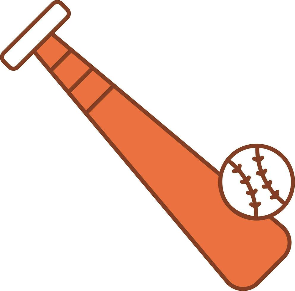 base-ball chauve souris et Balle icône dans Orange et blanc couleur. vecteur