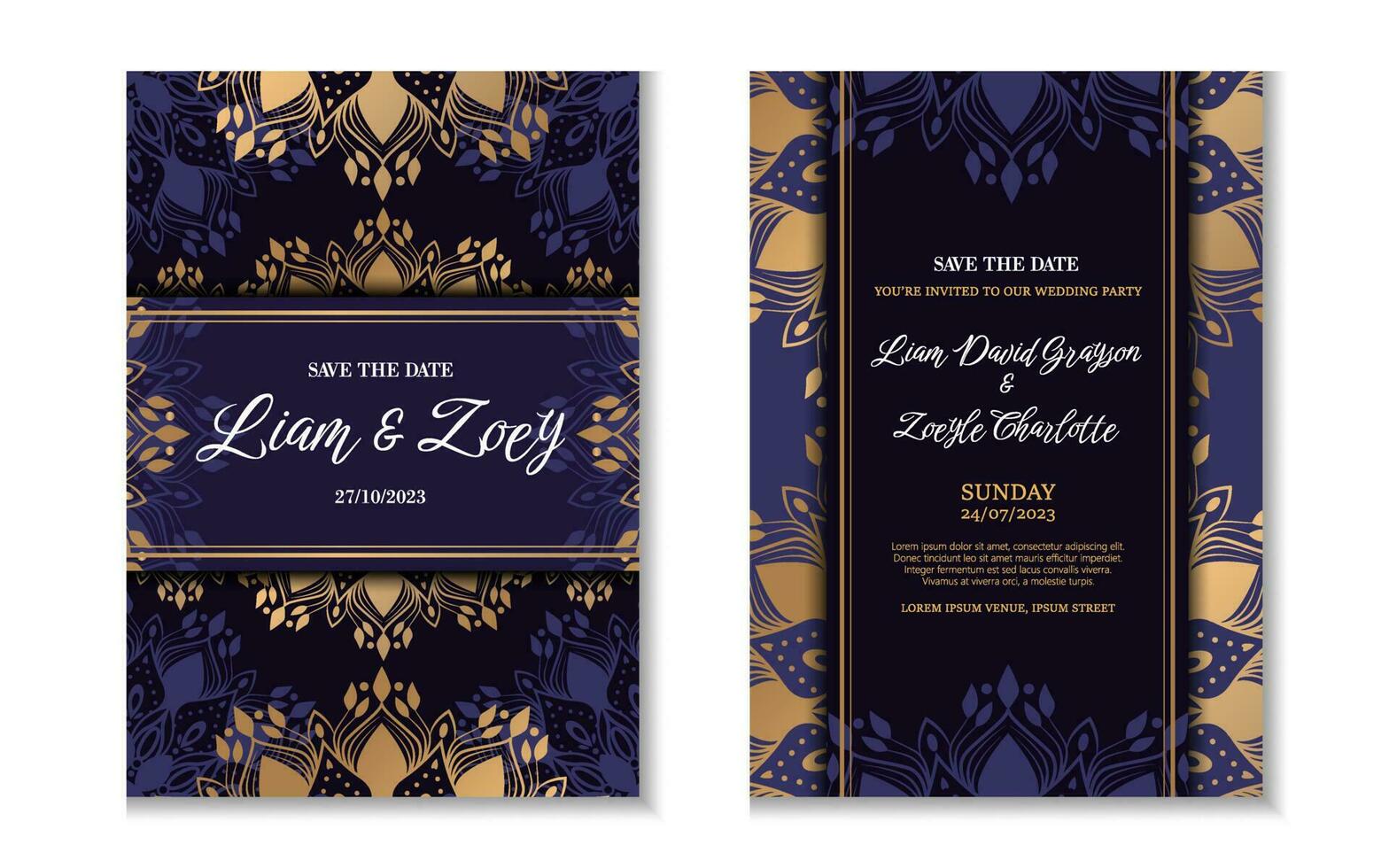 luxe mandala mariage invitation vecteur