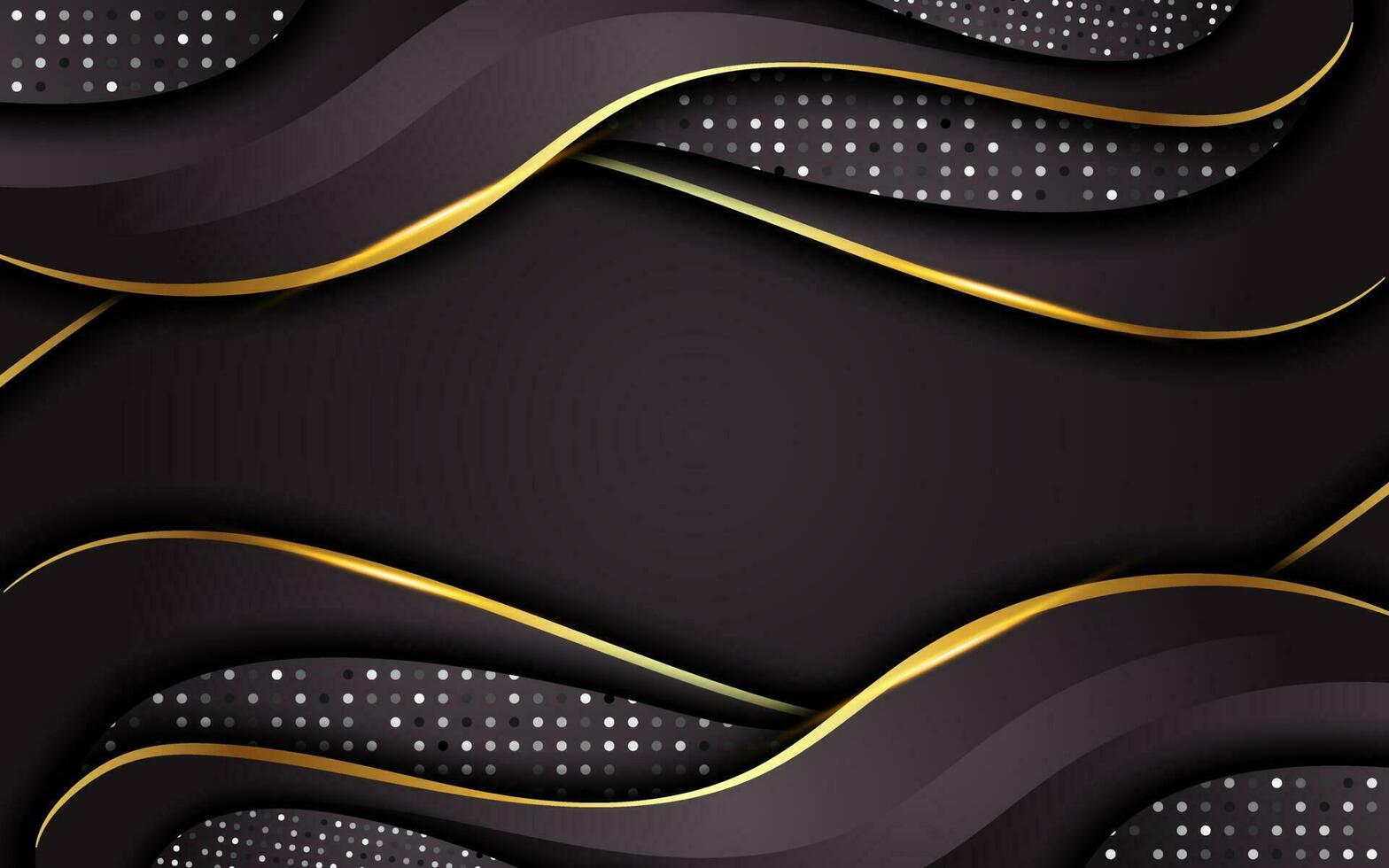 luxe Contexte noir dynamique chevauché couche avec élégant lueur d'or effet et briller vecteur