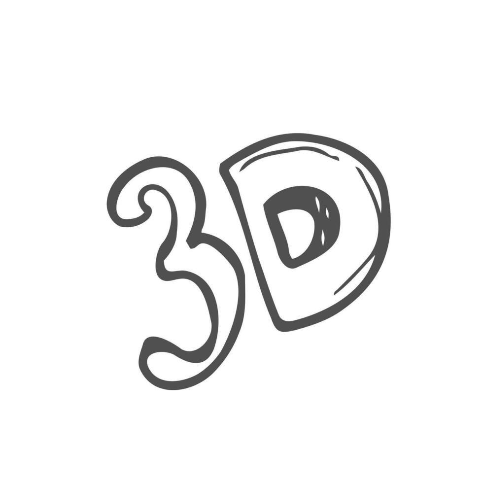 cinéma 3d logo. ligne esquisser. cinéma concept vecteur