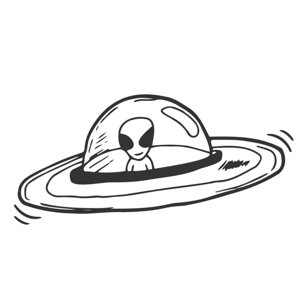 vecteur illustration. silhouette de jouet OVNI espace bateau. extraterrestre espace bateau. futuriste inconnue en volant objet. isolé modèle sur blanc Contexte