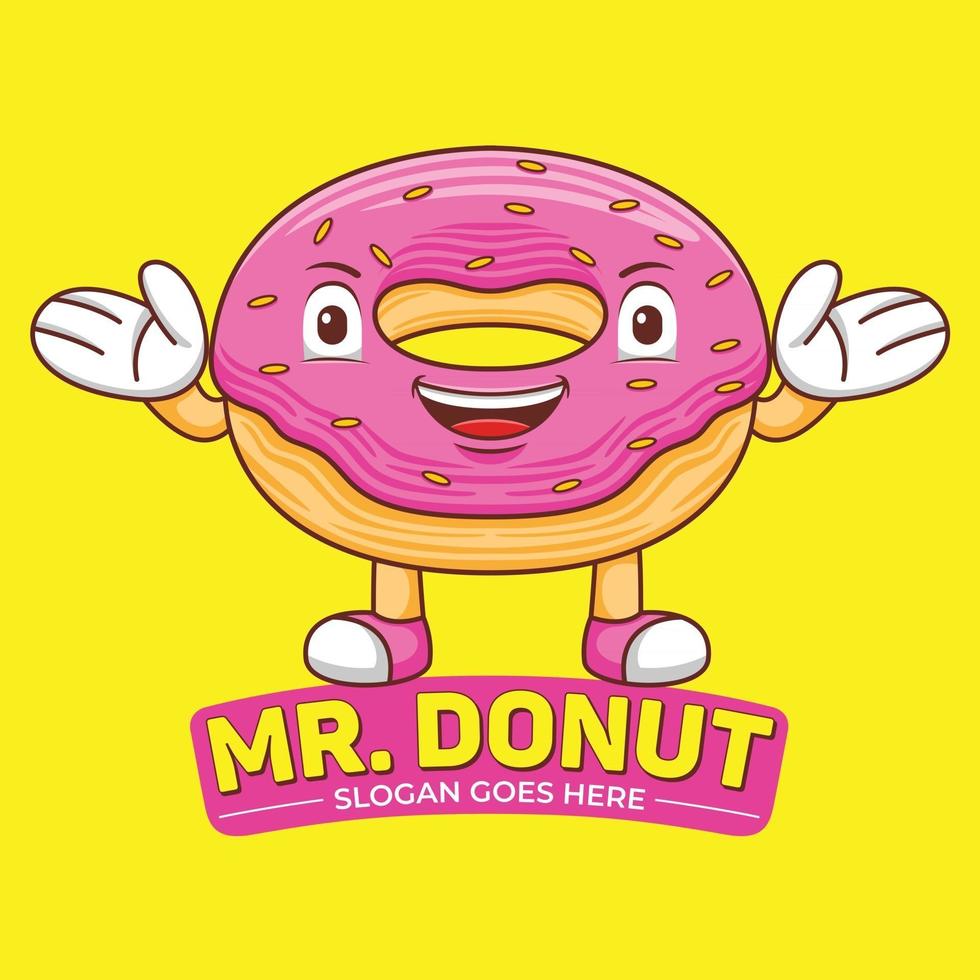 vecteur de logo mascotte donut dans un style design plat