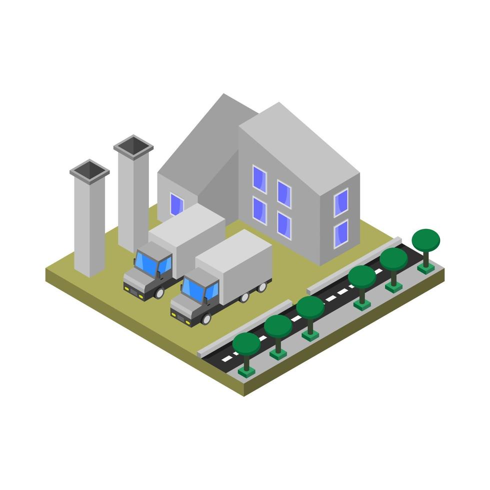 usine isométrique sur fond blanc vecteur