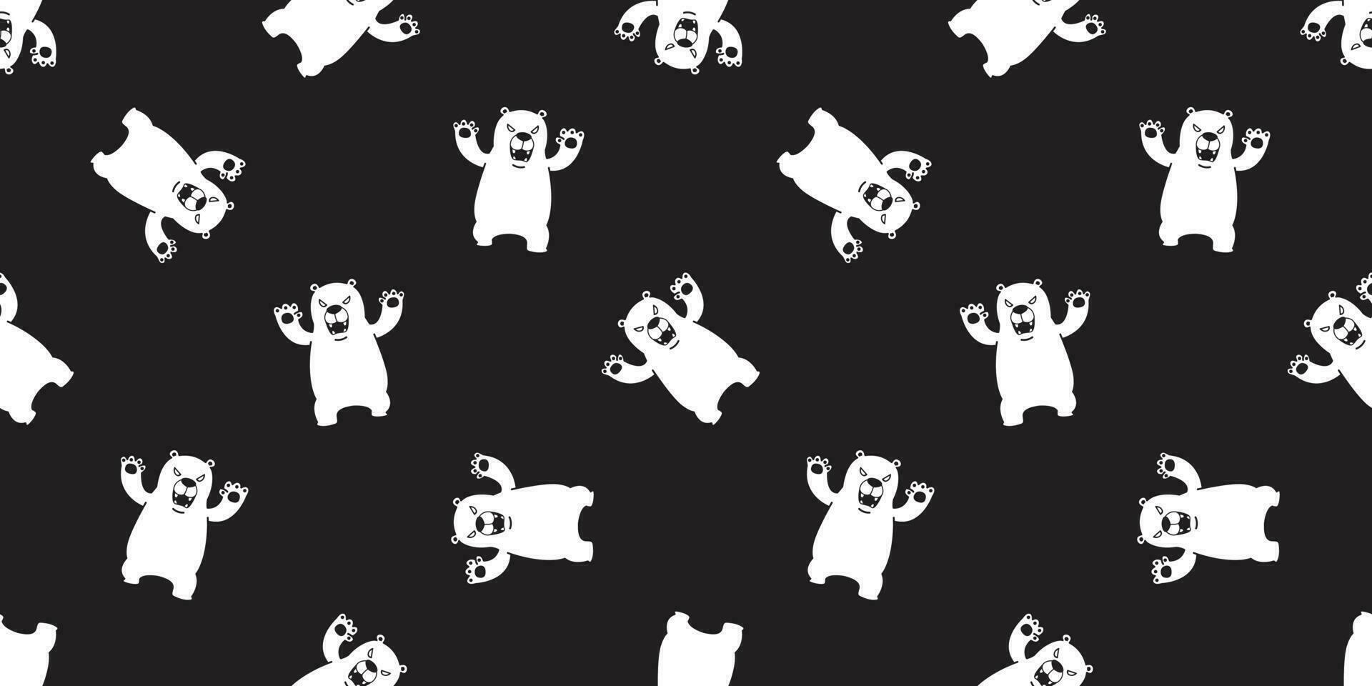 ours sans couture modèle polaire ours vecteur écharpe isolé Panda nounours dessin animé illustration Contexte répéter fond d'écran noir