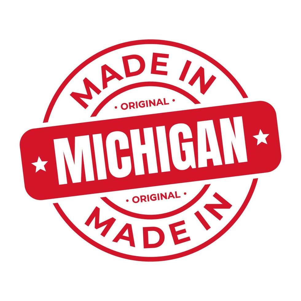 fabriqué dans Michigan timbre logo icône symbole conception. joint nationale original produit badge. vecteur illustration